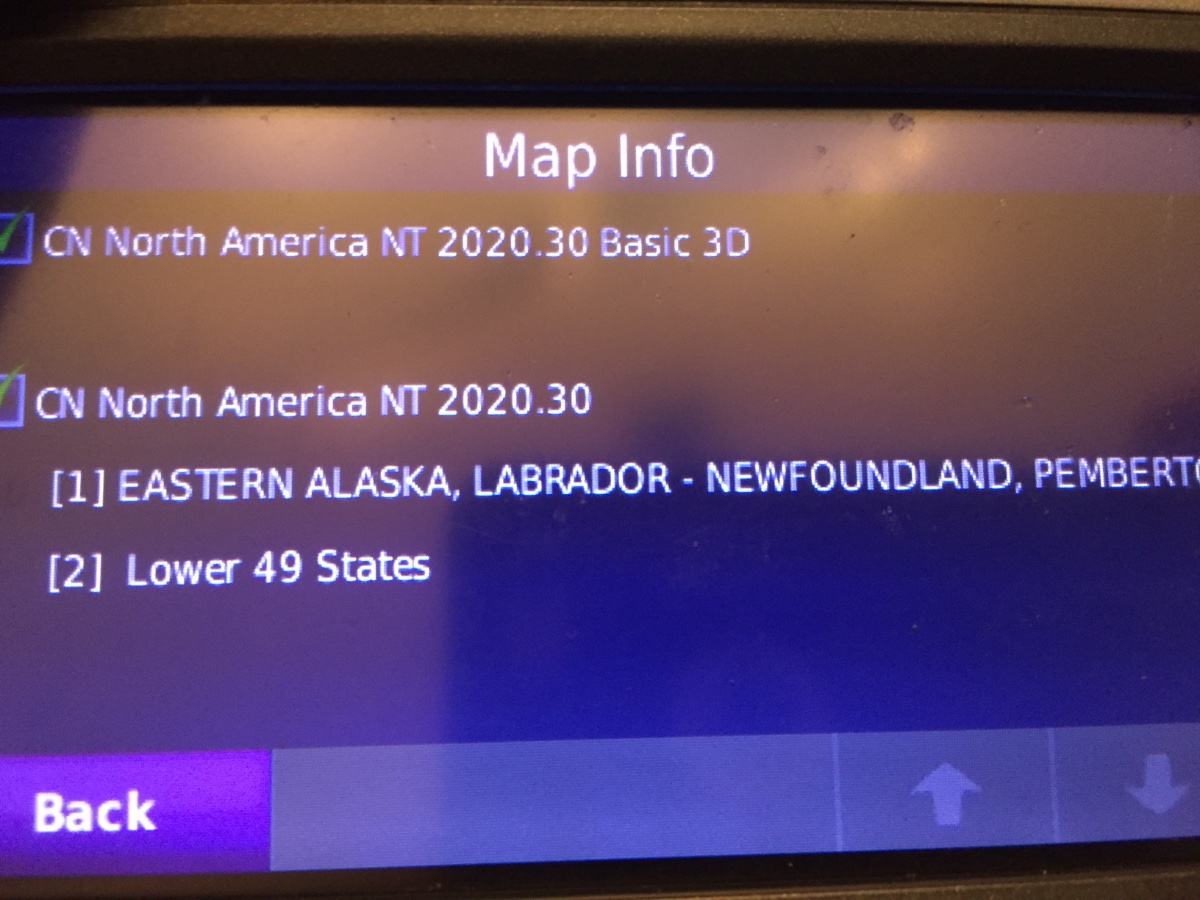 665 Map Info Screen